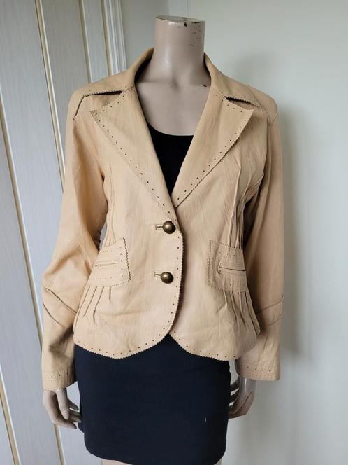 Insolita leren jas beige maat M/38, Kleding | Dames, Jassen | Zomer, Zo goed als nieuw, Maat 38/40 (M), Beige, Ophalen of Verzenden