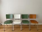 Vintage schoolstoelen – retro industrieel – set van 4, Huis en Inrichting, Stoelen, Ophalen, Gebruikt, Overige kleuren, Vintage