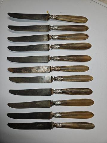 11 Vintage Messen Acier Garanti - Hoorn Handvatten beschikbaar voor biedingen