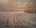 Olieverfschilderij Winterlandschap 70x90, Antiek en Kunst, Ophalen