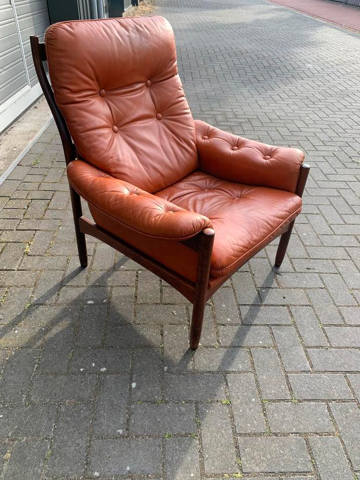 Vintage Scandinavische Fauteuil, Huis en Inrichting, Fauteuils, Gebruikt, Hout, 75 tot 100 cm, Ophalen of Verzenden