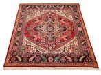Handgeknoopt oosters vierkant wol Heriz tapijt 220x220cm, Persian Perzisch vintage oosters hype, Crème, Vierkant, 200 cm of meer