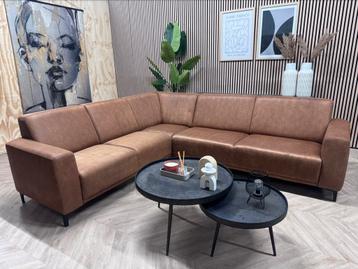 ZGAN Kapenga Industriële Hoekbank - Cognac -  263 x 235 beschikbaar voor biedingen