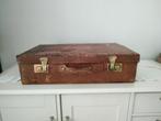 K416 VINTAGE LEDEREN jaren 40 koffer, 60 tot 70 cm, Gebruikt, Leer, Ophalen of Verzenden