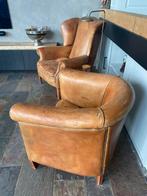 2 schapenleren stoelen, Huis en Inrichting, Fauteuils, Gebruikt, Minder dan 75 cm, Leer, Ophalen of Verzenden