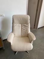 Wit/creme leren stoel Hjort Knudsen, Huis en Inrichting, Fauteuils, Ophalen, Zo goed als nieuw