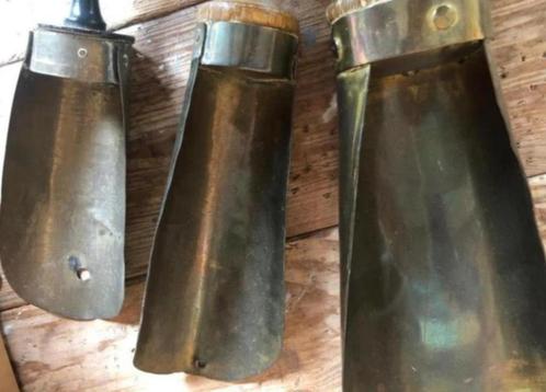 Drie antieke koperen kruideniersscheppen, Antiek en Kunst, Antiek | Koper en Brons, Koper, Ophalen of Verzenden