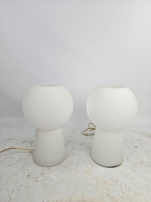 Set Mushroom tafellampen opaline glas Honsel Leuchten 70s, Huis en Inrichting, Lampen | Tafellampen, Gebruikt, Minder dan 50 cm