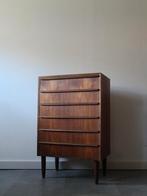 Vintage Deense ladekast in teak, smal!, Huis en Inrichting, Ophalen, 5 laden of meer, 100 tot 150 cm, 50 tot 100 cm