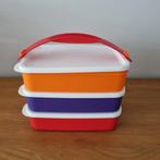 3 opbergbakjes tupperware 900 ml, Rood, Zo goed als nieuw, Ophalen, Bus of Trommel