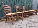 5 vintage eiken stoelen met biezen zitting, Ophalen