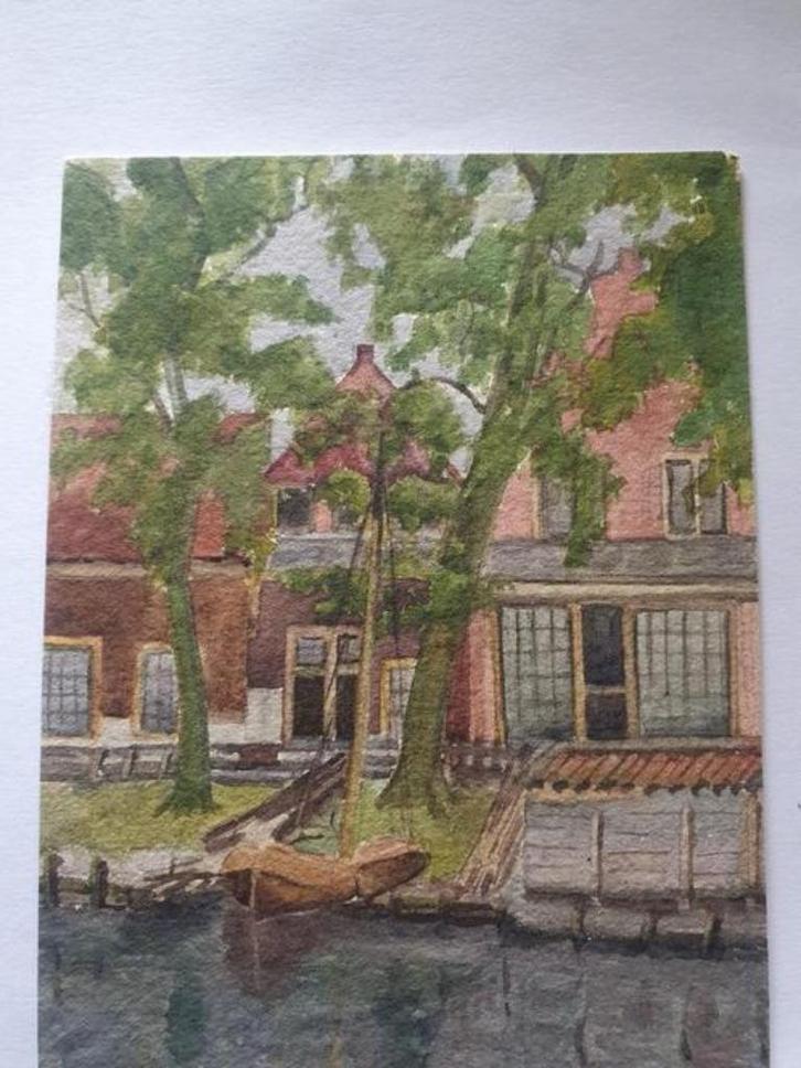 1885 Hoorn Frances Annie Eastwood Slapershaven 1 en 2, Antiek en Kunst, Kunst | Schilderijen | Klassiek, Ophalen