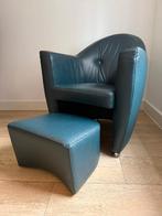 Leolux Carabita fauteuil met hocker Donkergroen Leer, Huis en Inrichting, Ophalen, Leolux Carabita dutch design, Zo goed als nieuw