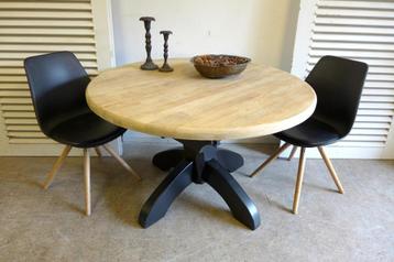 Prachtige zwarte ronde uitschuifbare eiken tafel 120 - 160 beschikbaar voor biedingen