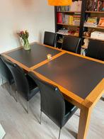 Houten tafel met granieten blad 210x100, Huis en Inrichting, Tafels | Eettafels, 50 tot 100 cm, 150 tot 200 cm, Gebruikt, Rechthoekig