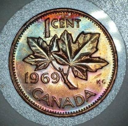 Toned 1 cent 1969 Canada, Postzegels en Munten, Munten | Amerika, Noord-Amerika, Ophalen of Verzenden