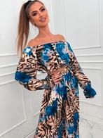 Broek met bohotop afdrukken blauwe bloemen en panter, Ophalen of Verzenden, Nieuw, Blauw, Overige typen