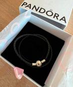 Pandora Moments Dubbel Geweven Zwart Leren Armband maat 35cm, Sieraden, Tassen en Uiterlijk, Armbanden, Nieuw, Leer, Ophalen of Verzenden