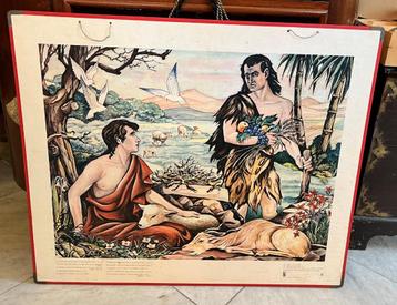 Oude schoolplaat nr. 6: kaïn en Abel beschikbaar voor biedingen