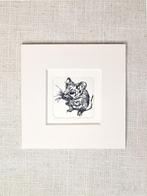 Mini print lief muisje, handgemaakt, 10x10 cm, Minder dan 50 cm, Oorspronkelijke maker, Nieuw, Ophalen of Verzenden