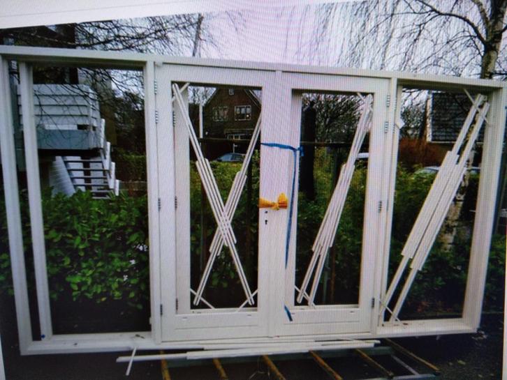 2 x kozijn met dubbele tuindeuren, Doe-het-zelf en Verbouw, Deuren en Horren, Nieuw, Buitendeur, 215 cm of meer, 120 cm of meer