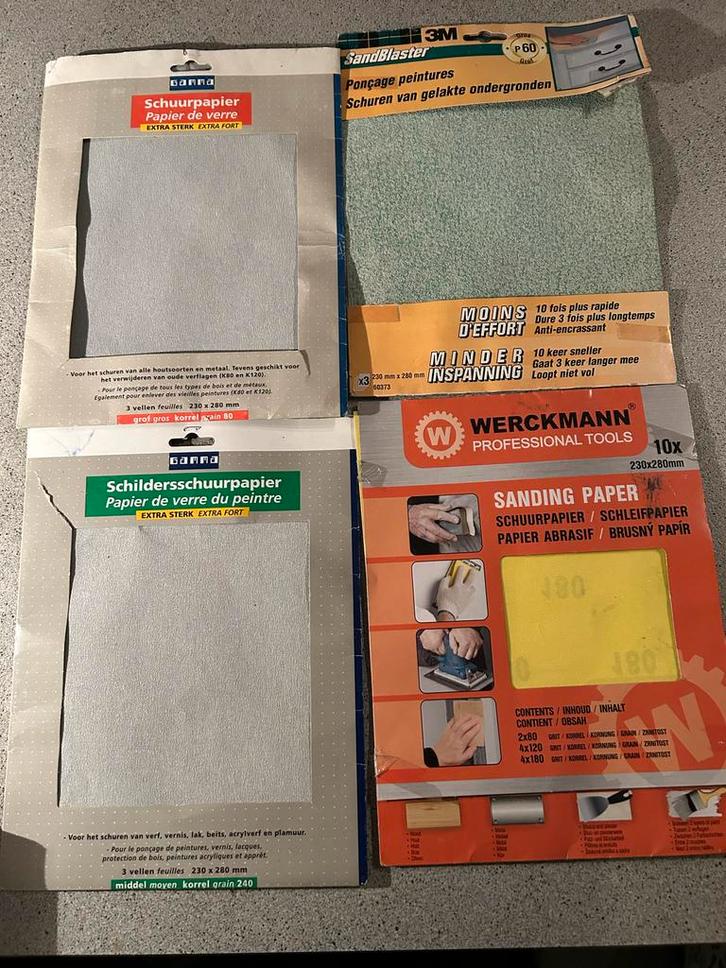 Diverse schuurpapiersets - Gamma, 3M, Werckmann, Doe-het-zelf en Verbouw, Gereedschap | Handgereedschap, Gebruikt, Ophalen of Verzenden