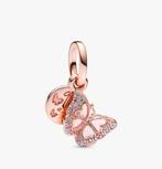 Pandora bedel rose goud vlinder, Ophalen of Verzenden, Zo goed als nieuw, Goud, Pandora
