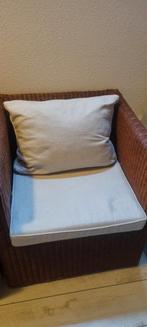 Rieten vierkante fauteuil, Ophalen, Twee, Bruin, Riet of Rotan