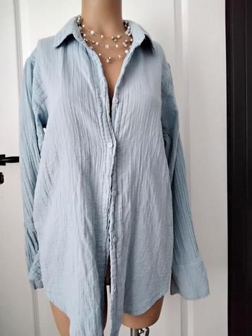 HEMA Lichtblauwe Blouse - Maat S beschikbaar voor biedingen