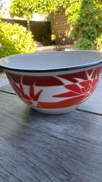 Brocante emaille kom met gestileerde bamboestokken, Antiek en Kunst, Antiek | Emaille, Ophalen of Verzenden