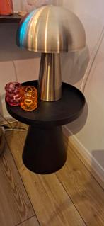 Zwart rond tafeltje Kwantum en mushroom lamp goud metaal, Ophalen of Verzenden, Metaal, Minder dan 50 cm