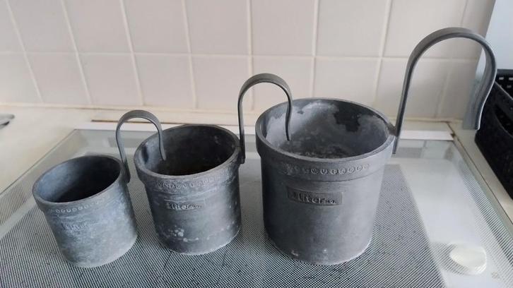 3 Maatkannen tin, Antiek en Kunst, Antiek | Tin, Ophalen of Verzenden