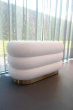 Boucle Teddy Poef/Tafel - Wit Creme/Goud, Ophalen, Minder dan 50 cm, 75 tot 100 cm, Zo goed als nieuw