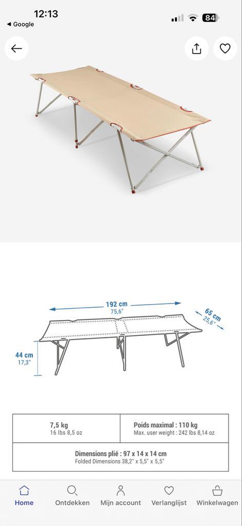 Quechua Camp Bed Second - Decathlon, Caravans en Kamperen, Kampeermeubelen, Gebruikt, Overige, Ophalen