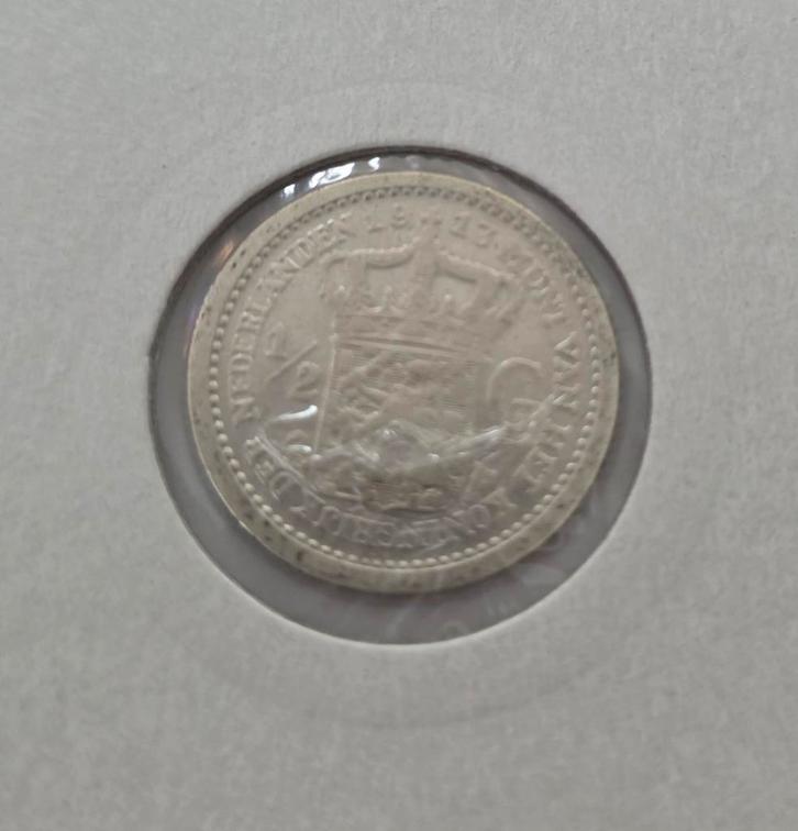 Wilhelmina halve gulden 1913, zilver, Postzegels en Munten, Munten | Nederland, ½ gulden, Koningin Wilhelmina, Zilver, Ophalen of Verzenden
