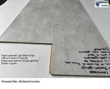 Tegel Laminaat Light Beton Grijs Zonder V-groev €9,95p/m2 beschikbaar voor biedingen