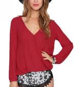 Bordeaux rode blouse, Nieuw, Maat 36 (S), Verzenden, Rood