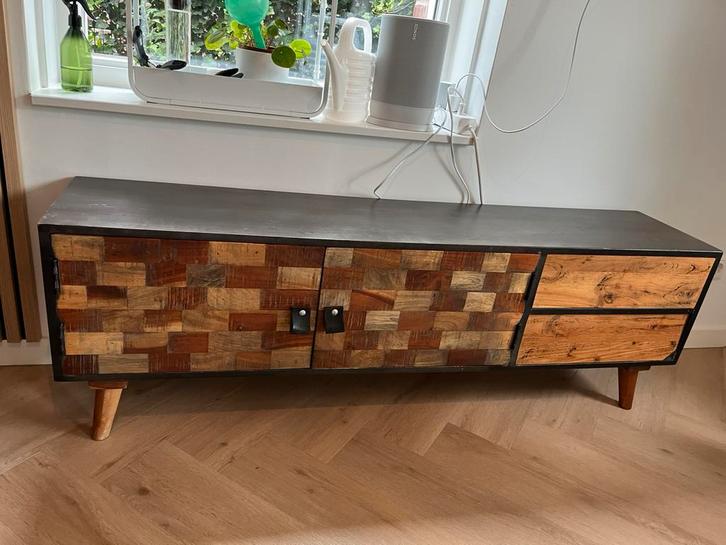 TV meubel industrieel, Huis en Inrichting, Kasten | Televisiemeubels, Zo goed als nieuw, Minder dan 100 cm, 100 tot 150 cm, 25 tot 50 cm