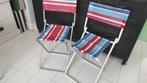 Vintage visstoeltje rood wit blauw gestreept 2x, Caravans en Kamperen, Gebruikt, Campingstoel