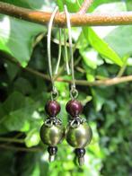 Oorbellen Gerlinde swarovski parels-kraaltje zilver, Hangers, Nieuw, Groen, Zilver