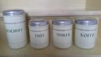 Vintage set emaille blikken. Bischuit/ koffie/ suiker/ thee, Ophalen of Verzenden