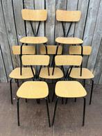 Obumex vintage formica stoelen | zwart frame, stapelbaar en, Gebruikt, Zwart, Ophalen of Verzenden, Vijf, Zes of meer stoelen