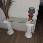 Glazen console tafel met zuilen, Ophalen of Verzenden, Zo goed als nieuw