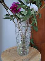 Retro vintage vaas | glas | relief | cirkels jaren 60/70, Ophalen of Verzenden, Huis en Inrichting