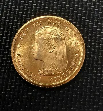 Tientje 10 Gulden 1897 goud op zilver Koningin Wilhelmina beschikbaar voor biedingen
