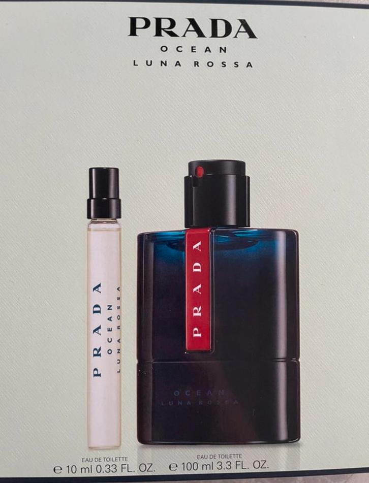 Prada Luna rossa ocean 100ml refillable gift set, Sieraden, Tassen en Uiterlijk, Uiterlijk | Parfum, Nieuw, Ophalen of Verzenden