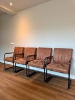 Microleder cognac (bruin) eetkamer stoel 4 stuks, Ophalen of Verzenden, Gebruikt