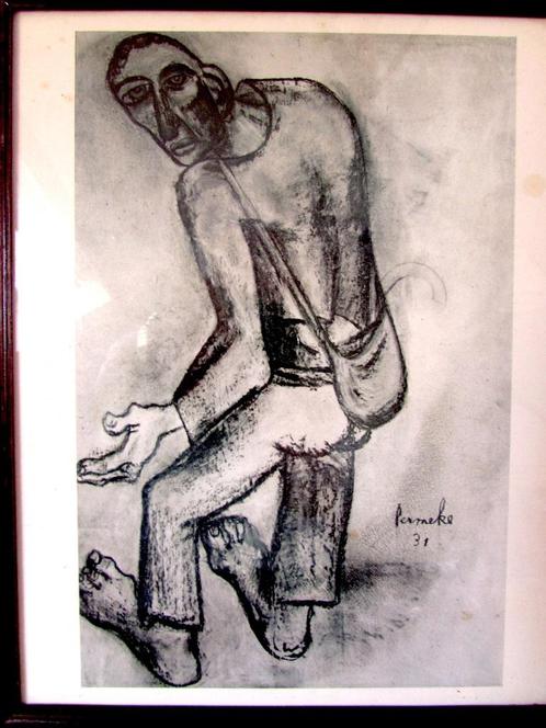Permeke 2 afbeeldingen in houten frame, Antiek en Kunst, Kunst | Schilderijen | Klassiek, Verzenden