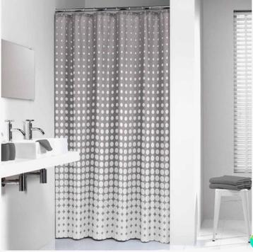 Nieuw! 2x Sealskin Douchegordijn grijs / wit stip beschikbaar voor biedingen