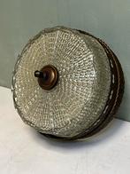 Vintage plafoniere glas messing zuurtjeslamp, Ophalen of Verzenden, Zo goed als nieuw, Glas